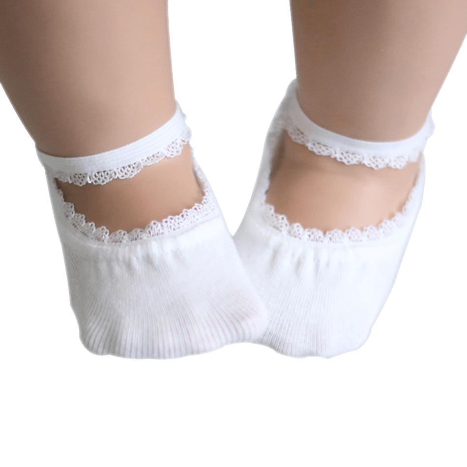 Baby / Toddler Stylish Solid Lace Trim Socks White big image 3