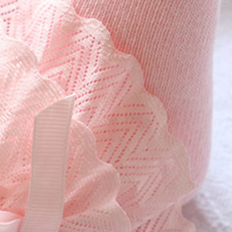 Meias com nó de laço decorativo com babados em camadas Rosa big image 4