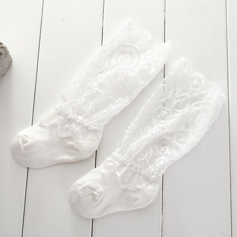 Baby Solid Lace Socks White