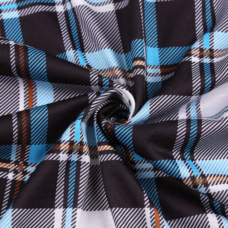 Camisola de amamentação de manga comprida Grávidas Clássico Estampado completo Axadrezado/pied-de-poule Colarinho alto Malha Azul