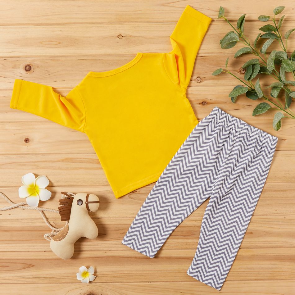Baby / Toddler Fox Print Top and Striped Pants Set Yellow big image 2