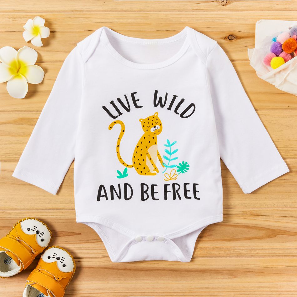 Baby LIVE WILD AND BE FREE Tiger Print Romper White