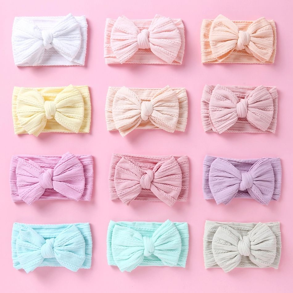 Solid Bowknot Hairbands for Girls Pink big image 5