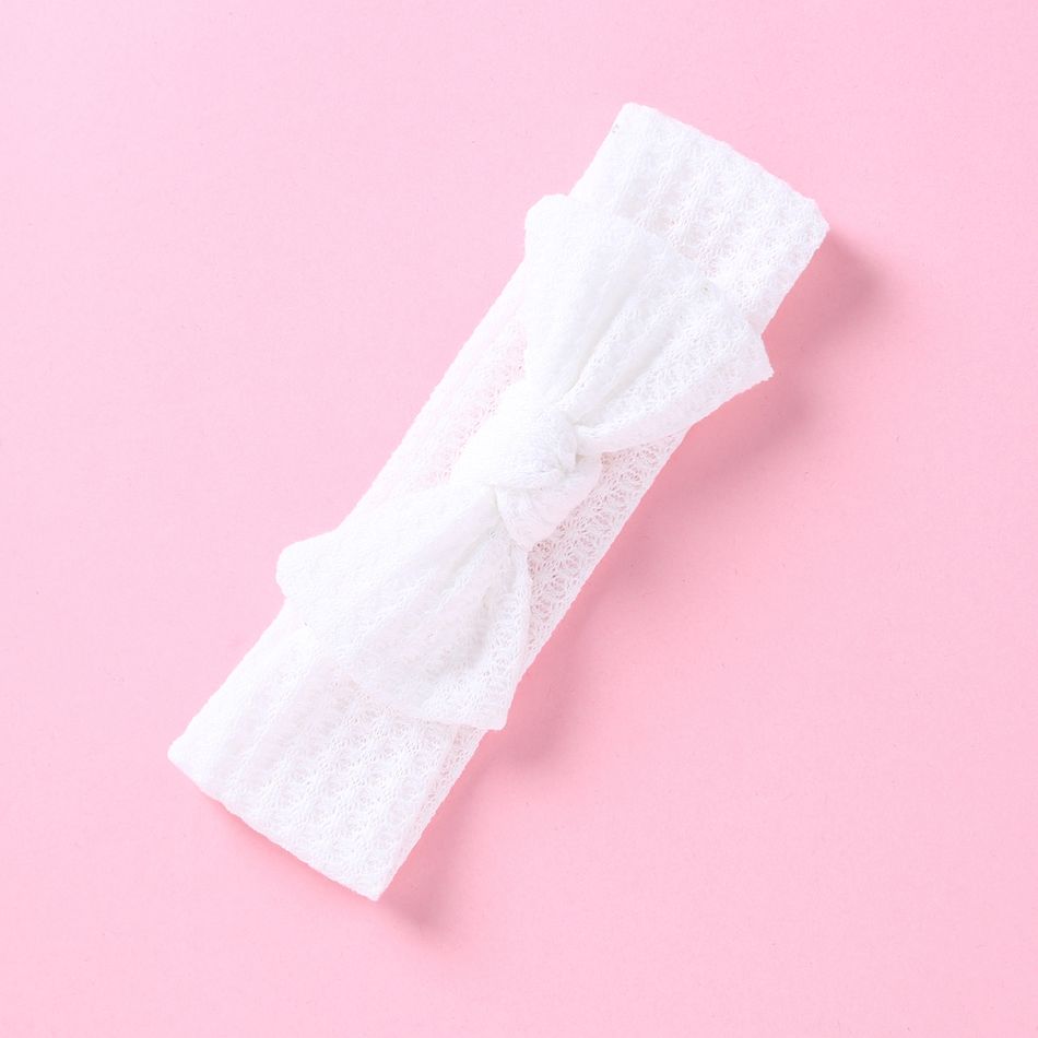 Baby / Toddler Girl Solid Knitted Bowknot Headband White big image 1