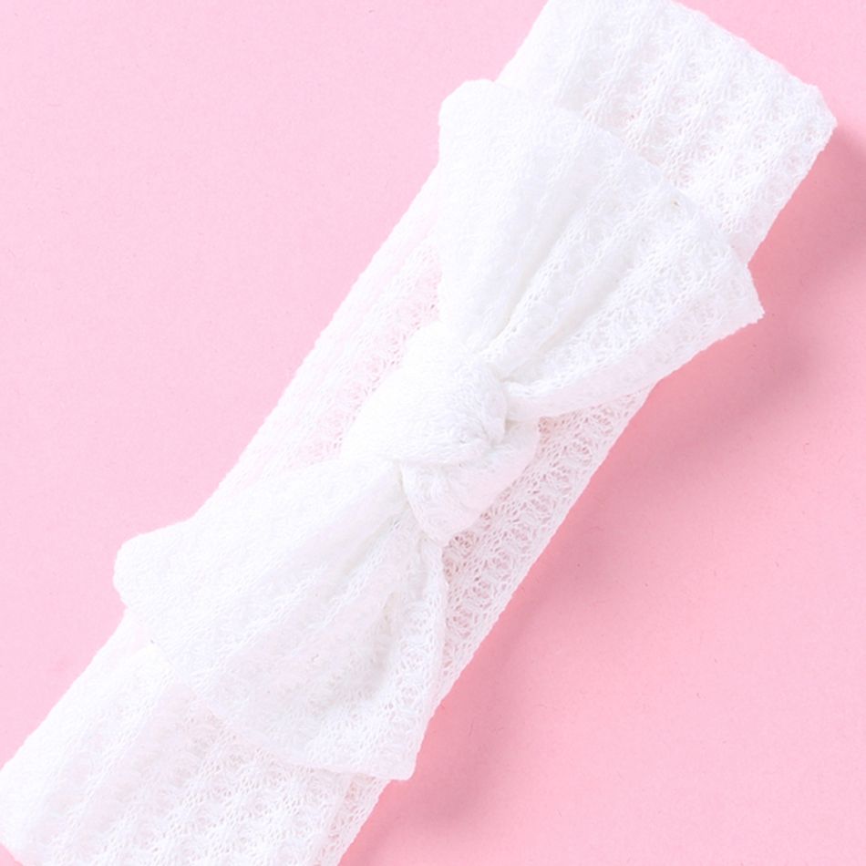 Baby / Toddler Girl Solid Knitted Bowknot Headband White big image 2