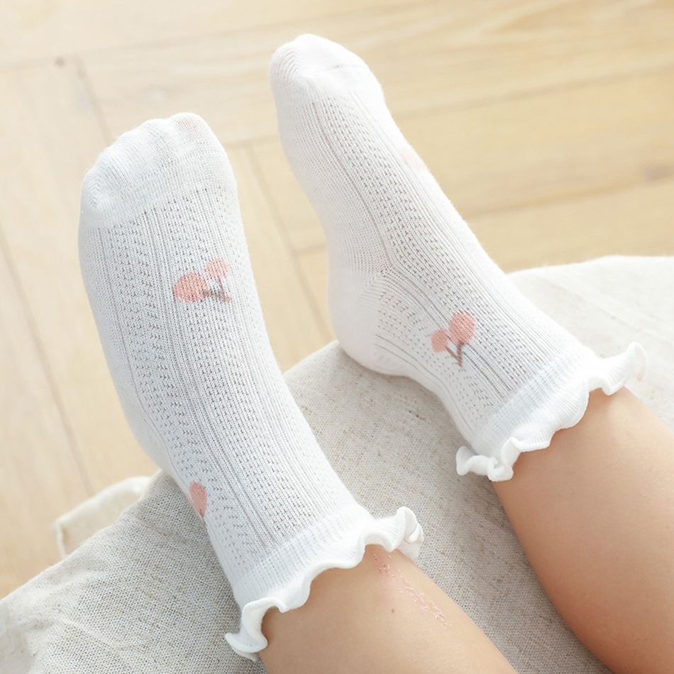 meias de malha de alface gráfico floral bebê / criança pequena Branco big image 2