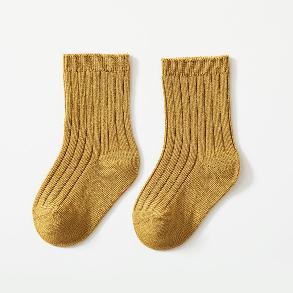 2-pairs Baby / Toddler / Kid Plain Ribbed Socks Ginger big image 4