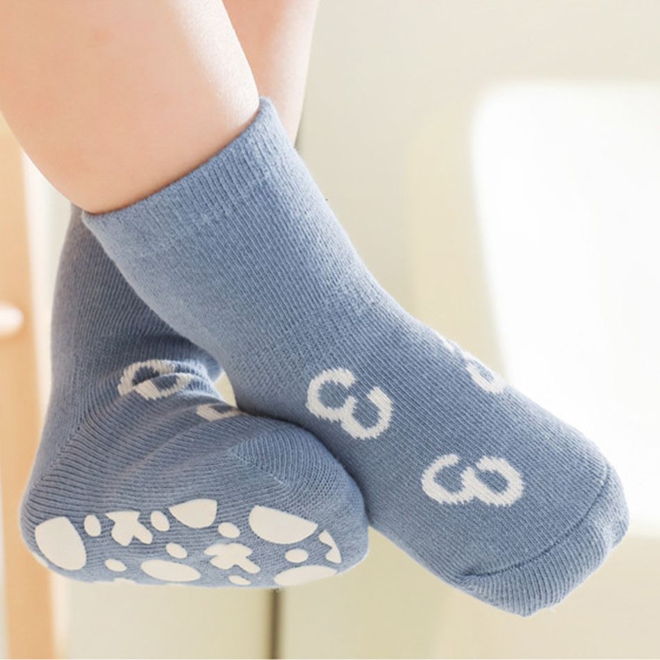 2-pairs Baby / Toddler Cartoon Pattern Non-slip Grip Socks Blue big image 3