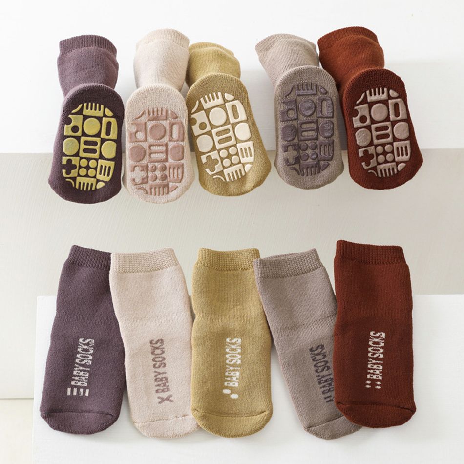 Baby / Toddler Letter Graphic Antiskid Glue Floor Socks Yellow big image 2