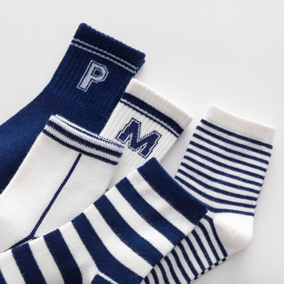 5-pairs Baby / Toddler Letter Stripe Pattern Crew Socks Multi-color