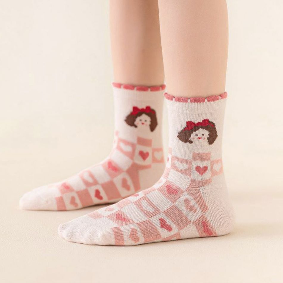 5-pairs Baby / Toddler Strawberry Pattern Crew Socks Pink big image 2