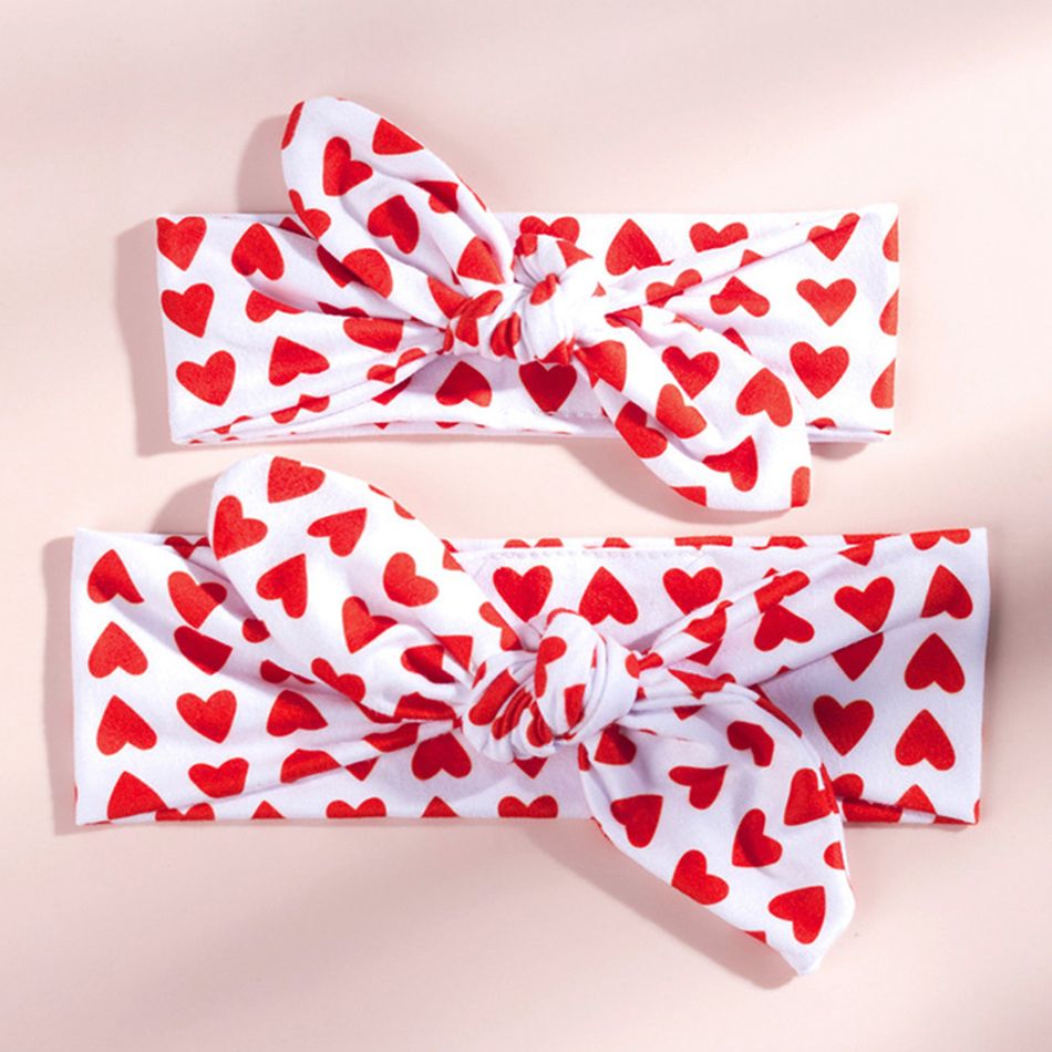 2-pack Heart Print Bow Headband for Mom and Me Red big image 2