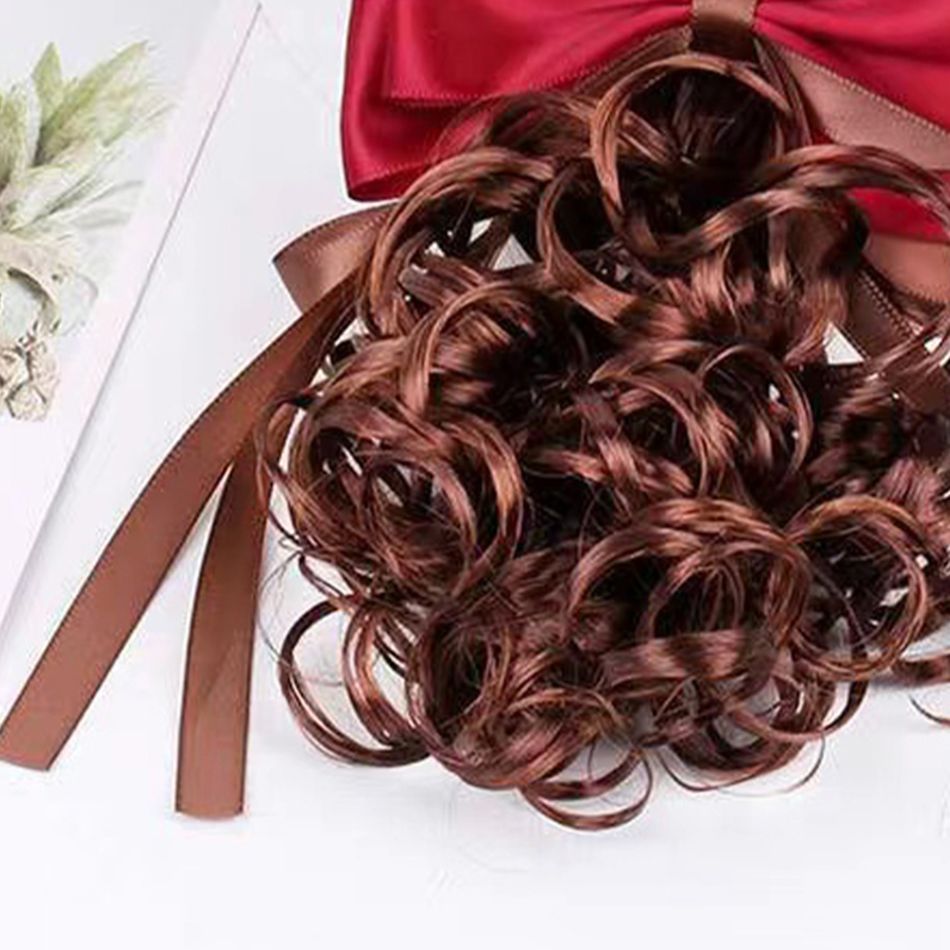 Wave Ponytail Synthetic Hair Extension with Bow Clip for Girls Red big image 4