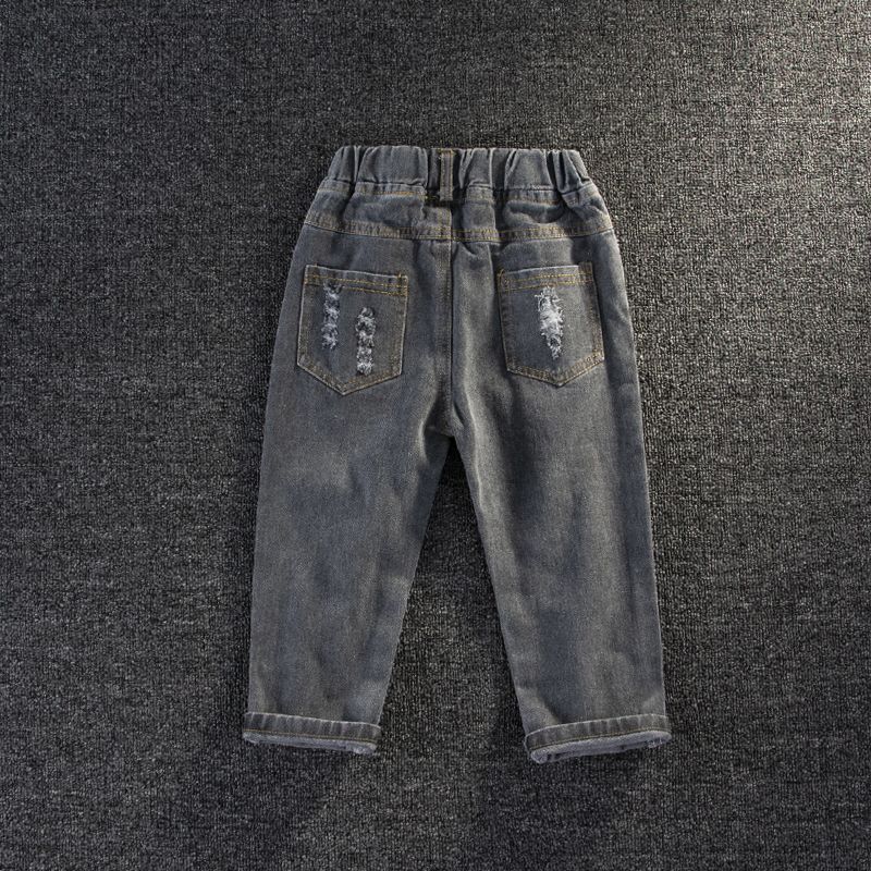 Toddler Girl/Boy Elasticized Ripped Denim Jeans Black big image 3