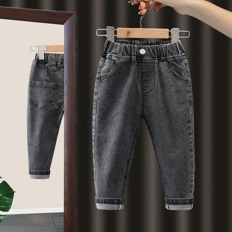 Toddler Boy Casual Elasticized Denim Jeans Black big image 2