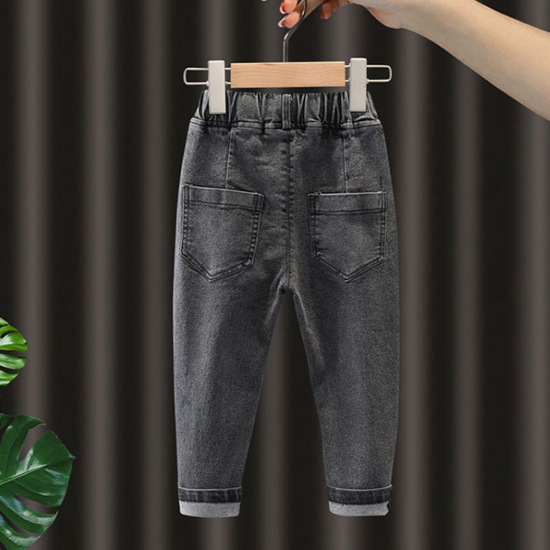 Toddler Boy Casual Elasticized Denim Jeans Black big image 3