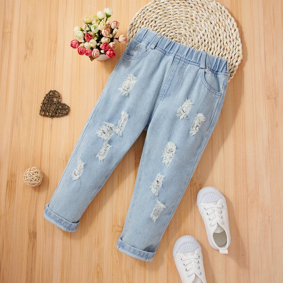 Toddler Girl/Boy 100% Cotton Ripped Jeans Denim Pants Blue