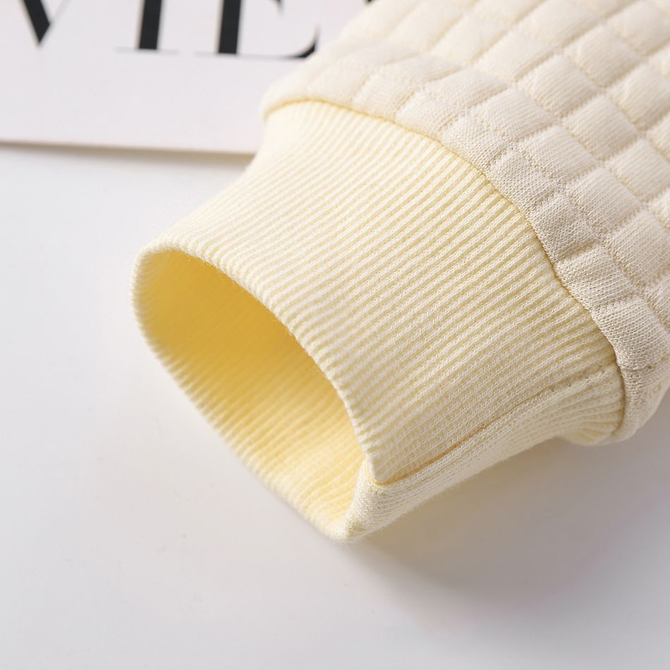 Toddler Boy Letter Dinosaur Print Textured Pullover Sweatshirt White big image 5