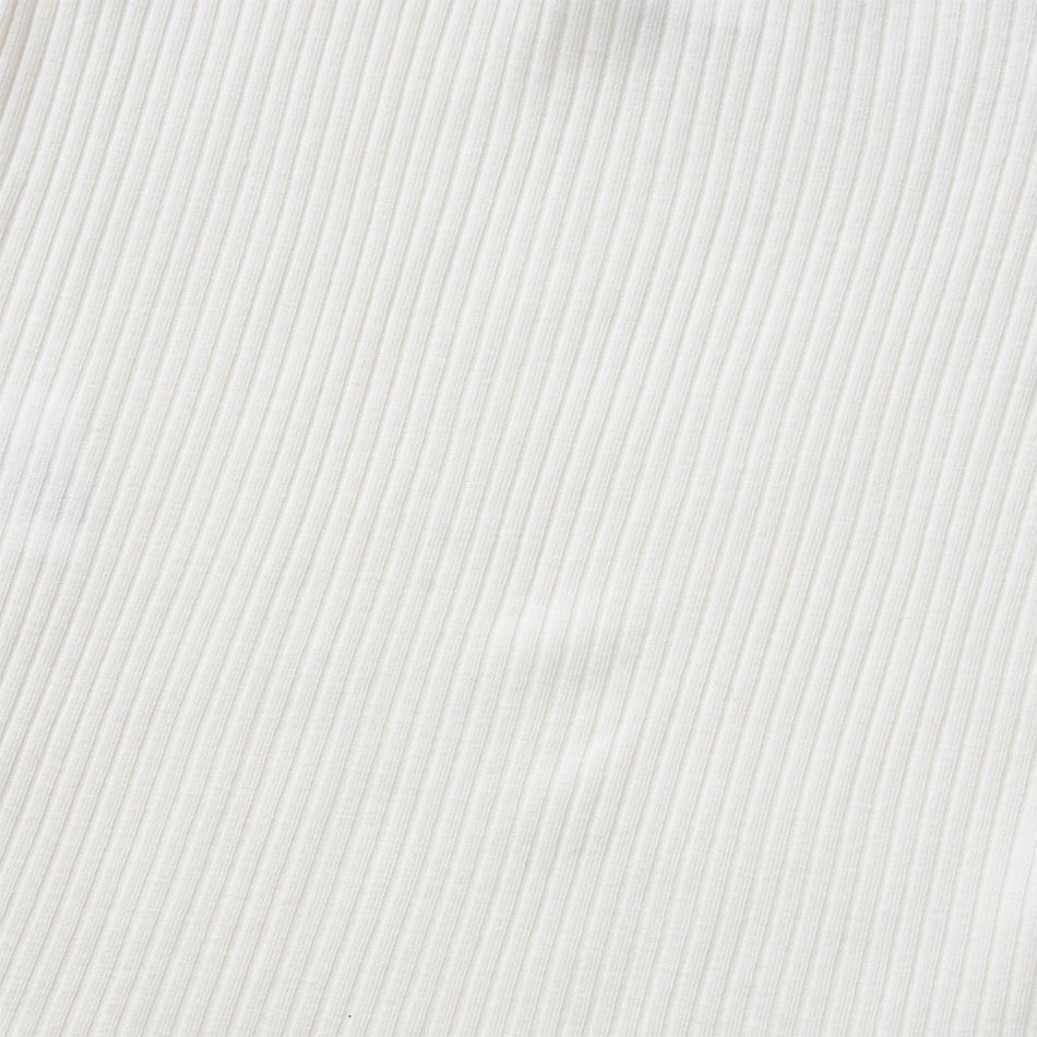 طفلة 95٪ قطن مضلع بدون أكمام رومبير بحزام سباغيتي أبيض big image 6