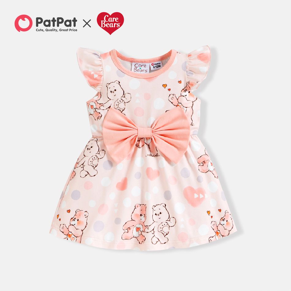 Care Bears Baby Girl Flutter-sleeve All Over Print Bowknot Dress