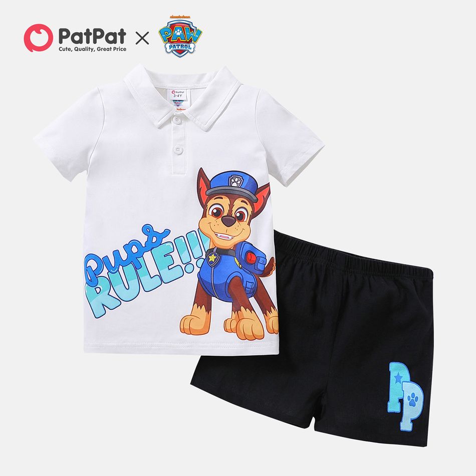 PAW Patrol 2-piece Toddler Boy Chase Polo Shirt and Solid Shorts Set White