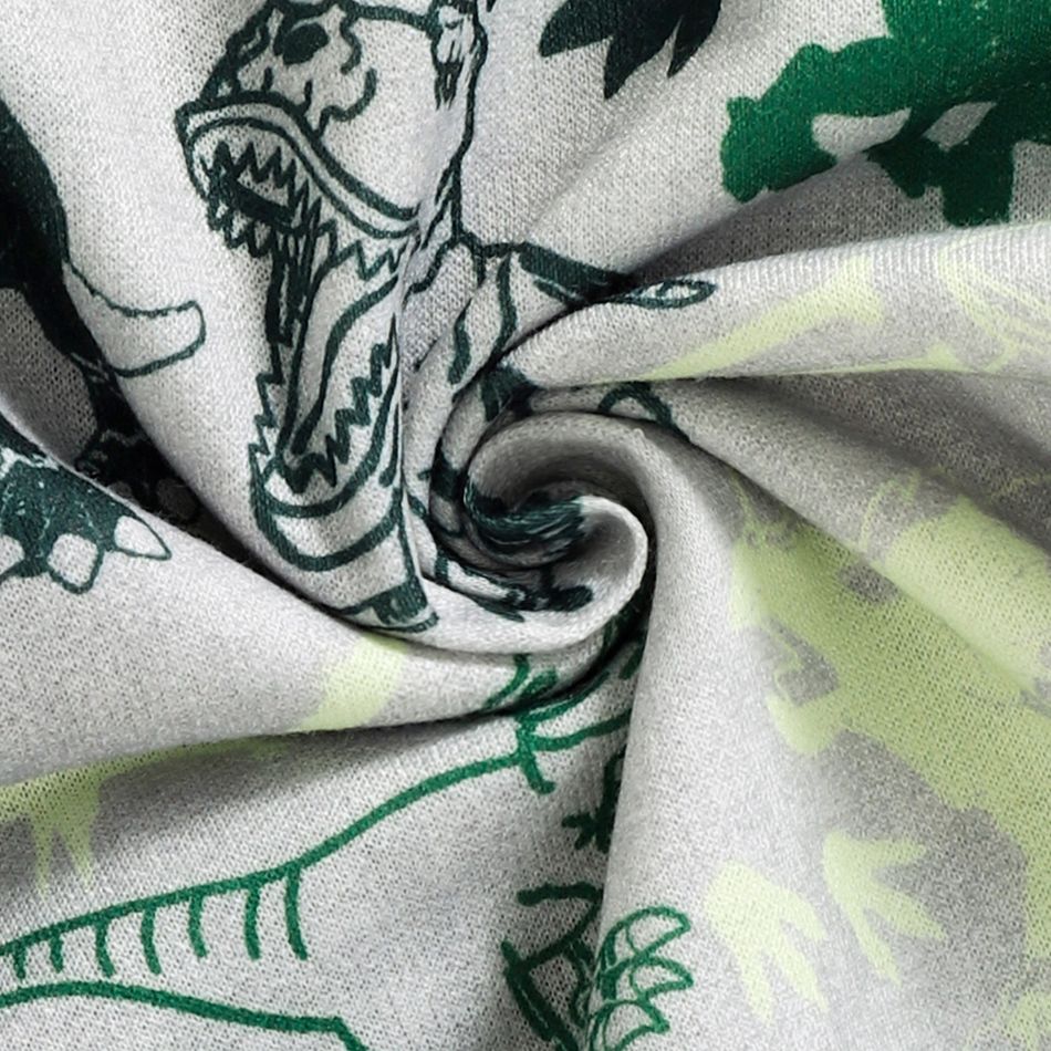 Toddler Boy Animal Dinosaur Print Zipper Design Hooded Jacket Grey big image 6