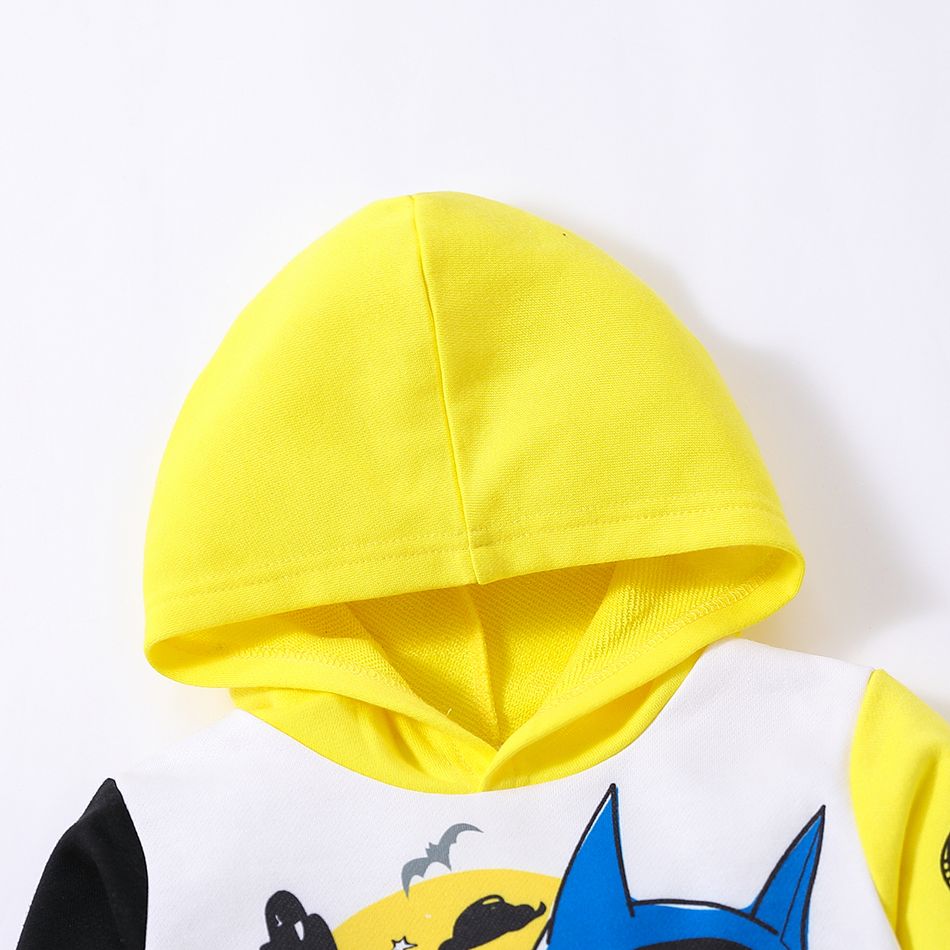 طقم مكون من قطعتين من باتمان للأطفال الصغار بغطاء للرأس وسروال بقلنسوة بألوان متعددة الألوان أبيض big image 2
