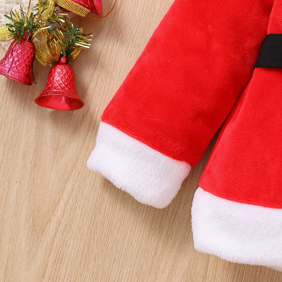 Christmas 3pcs Baby Boy/Girl Red Fleece Long-sleeve Santa Outfits Set Red big image 6