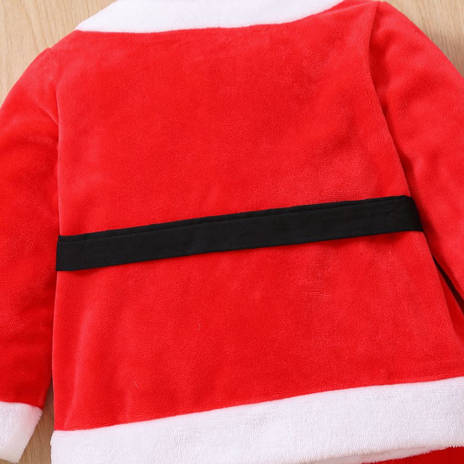 Christmas 3pcs Baby Boy/Girl Red Fleece Long-sleeve Santa Outfits Set Red big image 7