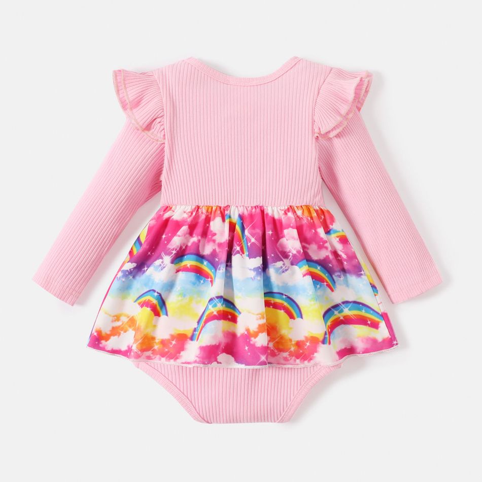 Barbie Baby Girl 2 in 1 Rainbow and Bowknot Long-sleeve Romper Pink big image 5