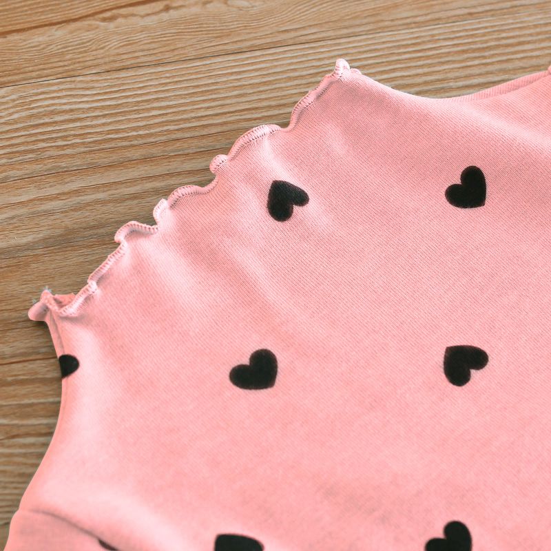 Kleinkinder Mädchen Quadratischer Kragen Lässig Langärmelig T-Shirts rosa big image 3