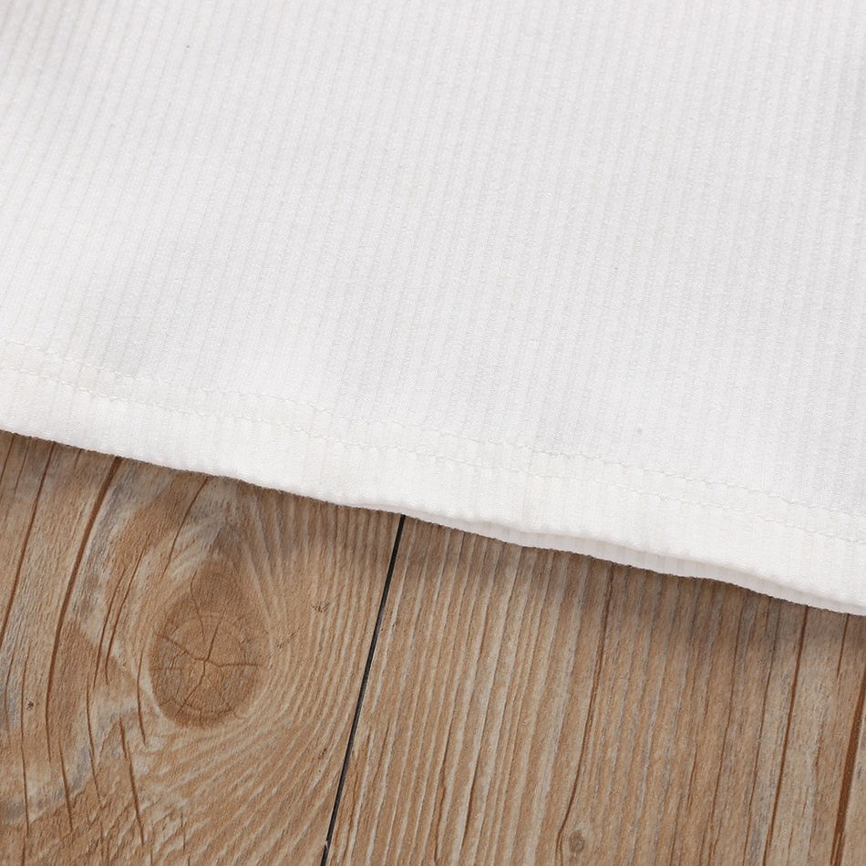 2pcs Baby Boy/Girl 95% Cotton Ribbed Long-sleeve Button Up Top and Pants Set White big image 6