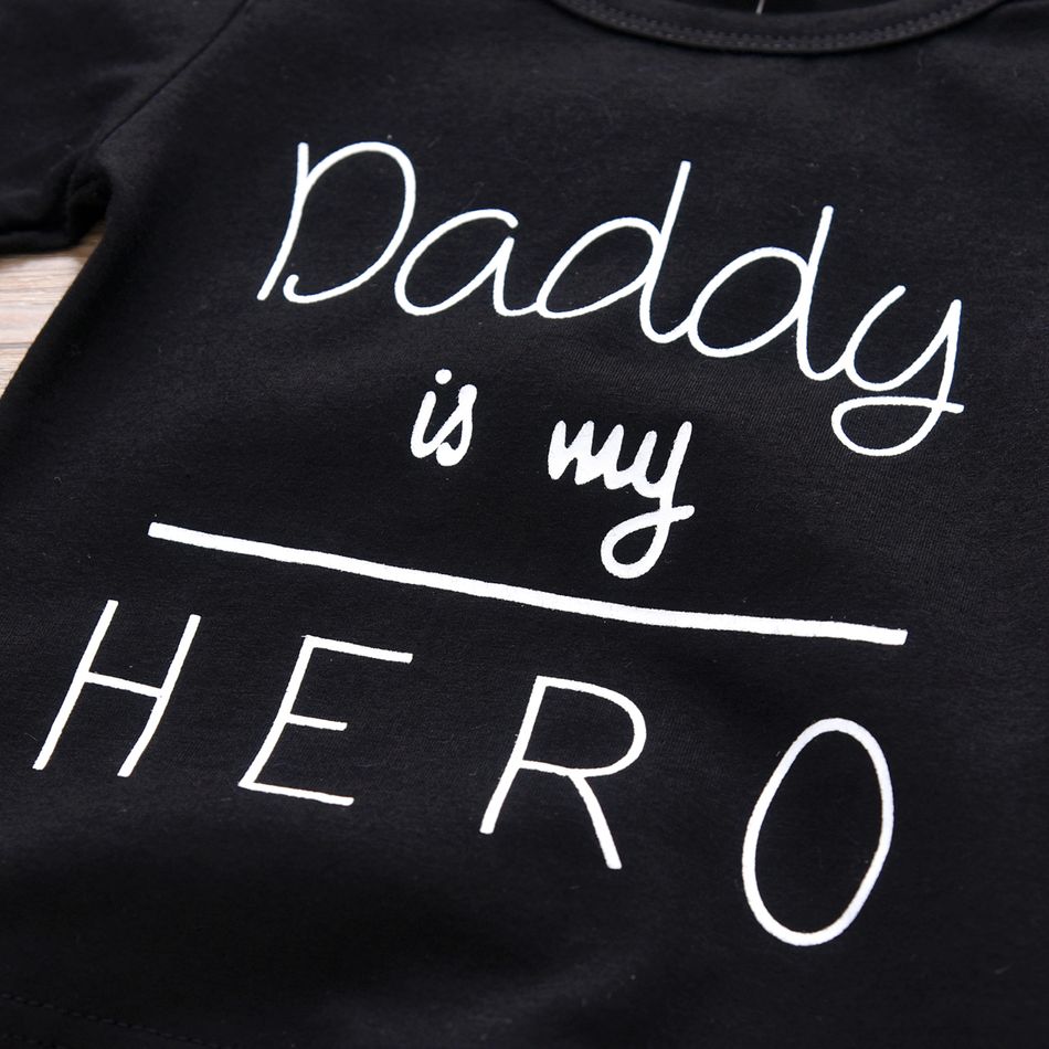 3pcs Letter and Geometric Print Baby Set Black big image 6