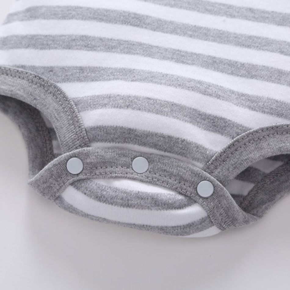 100% Cotton 3pcs Stripe Print Long-sleeve Baby Set Blue big image 2