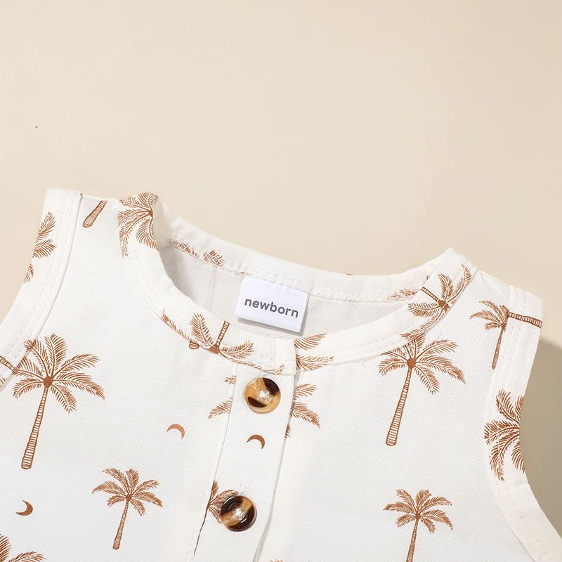 1 unidade Bebé Unissexo Plantas e flores tropicais Casual Macacão curto Branco big image 2