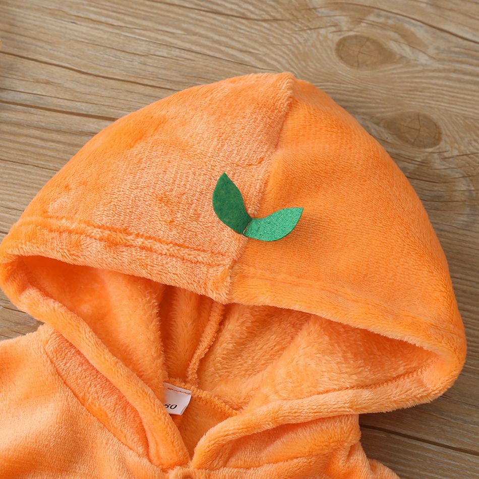 Halloween Pumpkin Applique Hooded Orange Baby Cloak Coat Orange big image 2