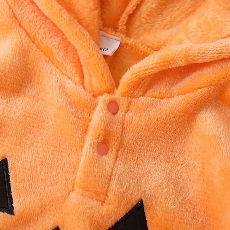 Halloween Pumpkin Applique Hooded Orange Baby Cloak Coat Orange big image 3