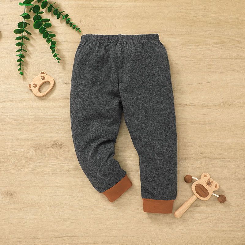 2pcs Baby Boy/Girl Colorblock Long-sleeve Sweatshirt and Trousers Set Grey big image 6