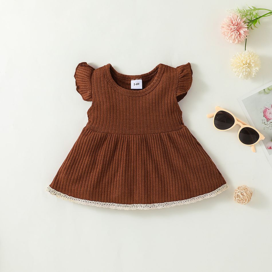 2 unidades Bebé Menina Renda Casual Conjunto para bebé Castanho big image 3