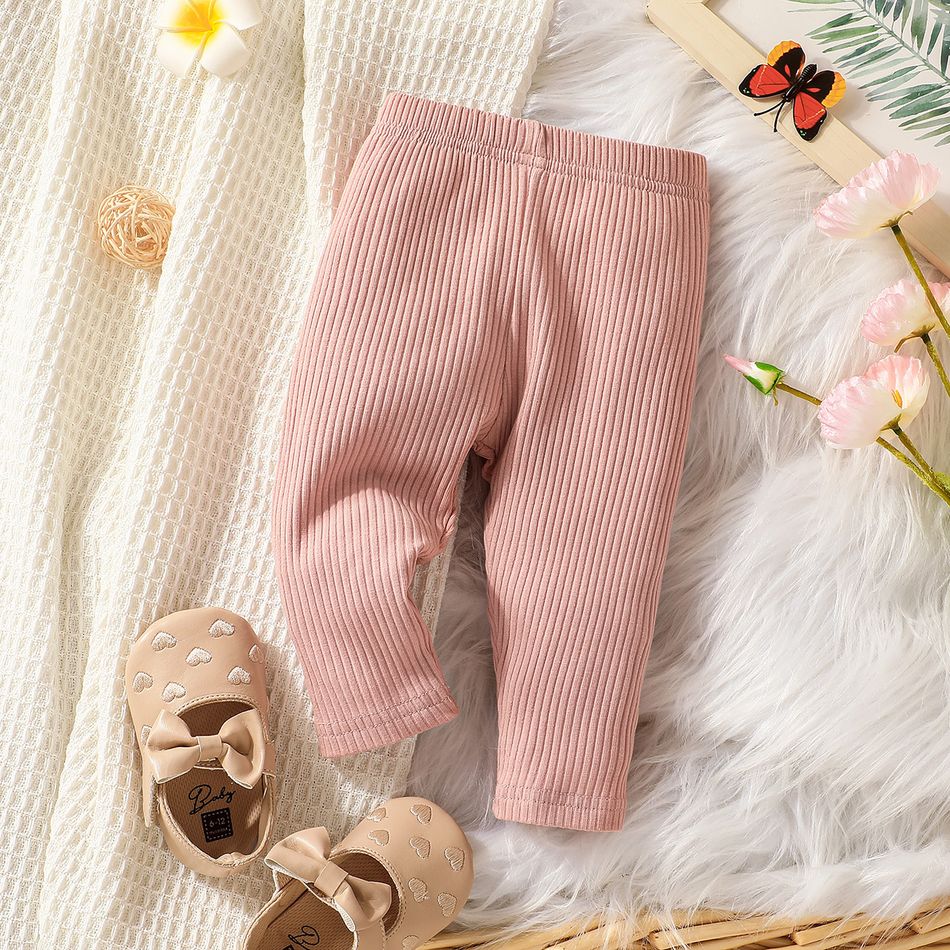 3-Pack Baby Girl 95% Cotton Rib Knit Leggings Set Multi-color big image 7