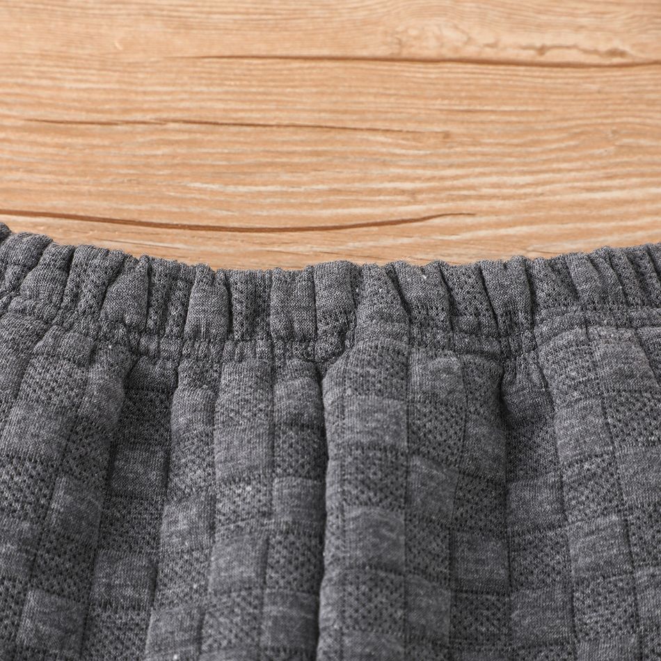 2pcs Baby Boy Dark Grey Textured Long-sleeve Sweatshirt and Sweatpants Set Dark Grey big image 9