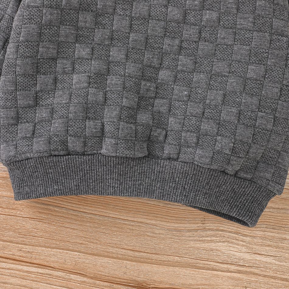2pcs Baby Boy Dark Grey Textured Long-sleeve Sweatshirt and Sweatpants Set Dark Grey big image 7
