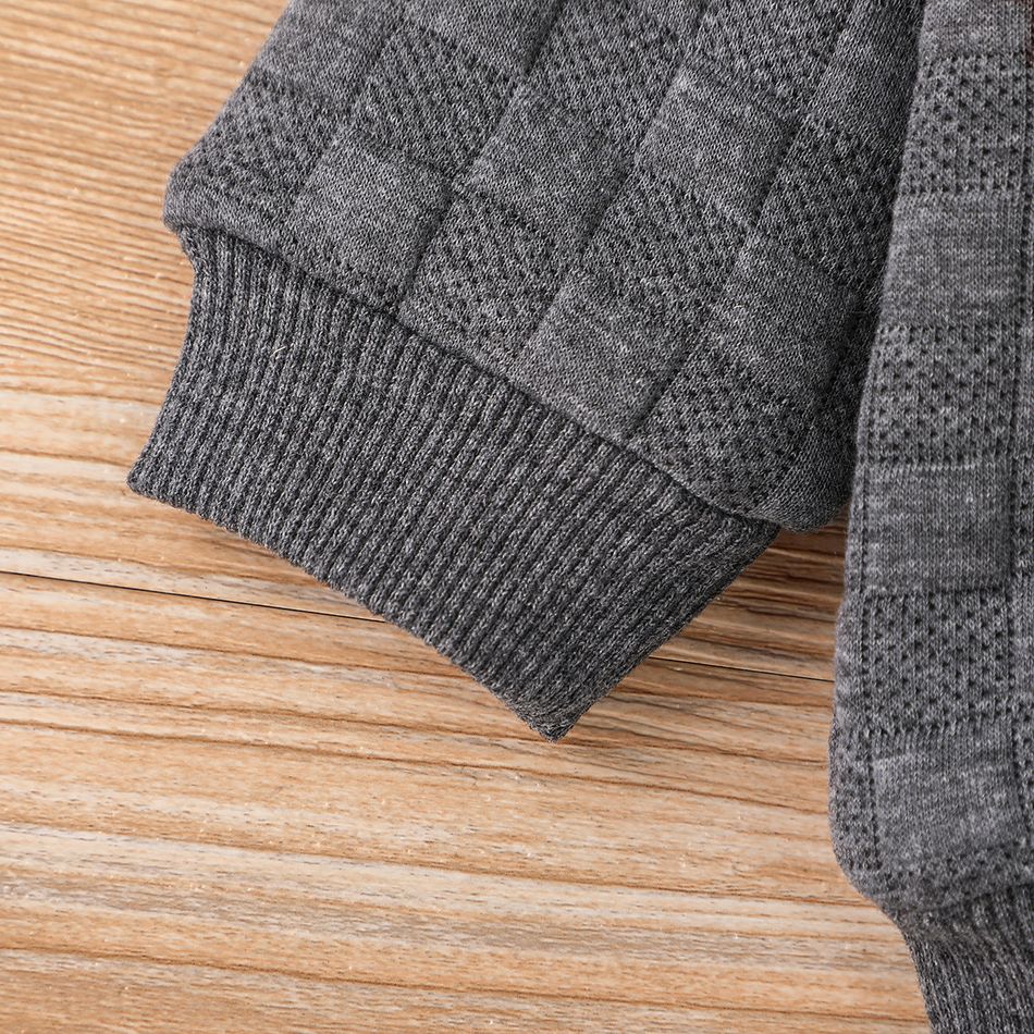 2pcs Baby Boy Dark Grey Textured Long-sleeve Sweatshirt and Sweatpants Set Dark Grey big image 6