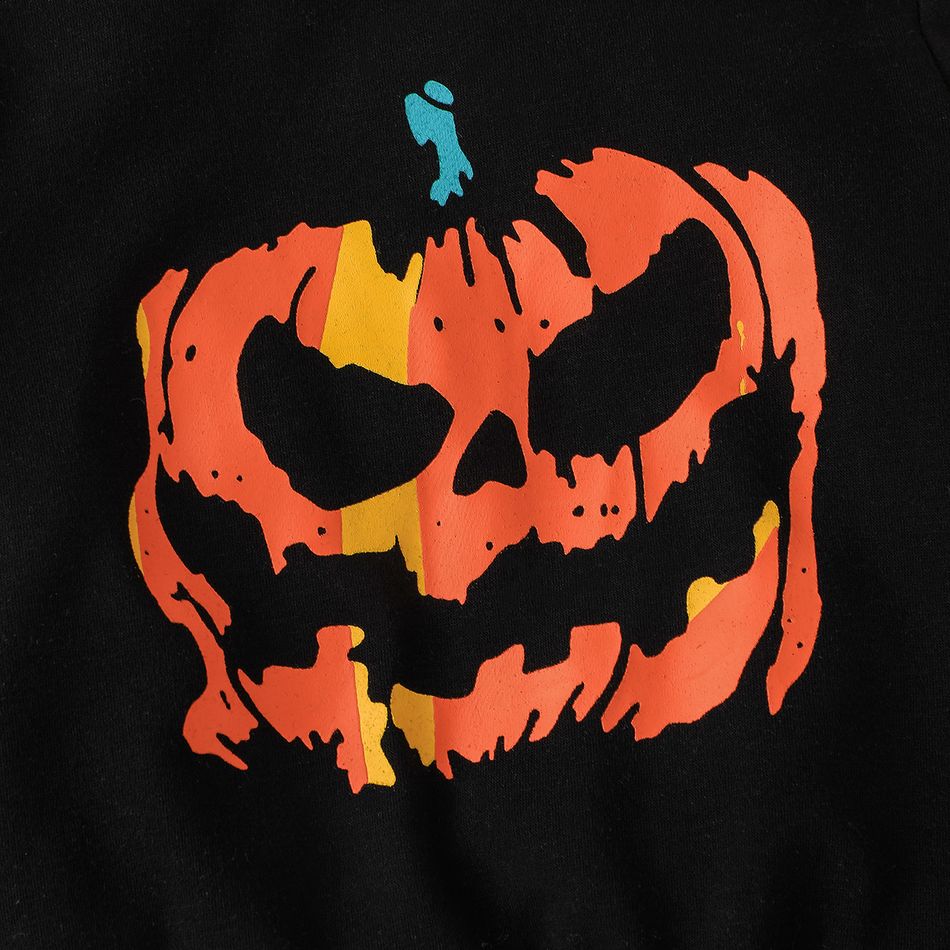 2pcs Toddler Boy Halloween Graphic Print Faux-two Pullover Sweatshirt and Pants Set Orange big image 5