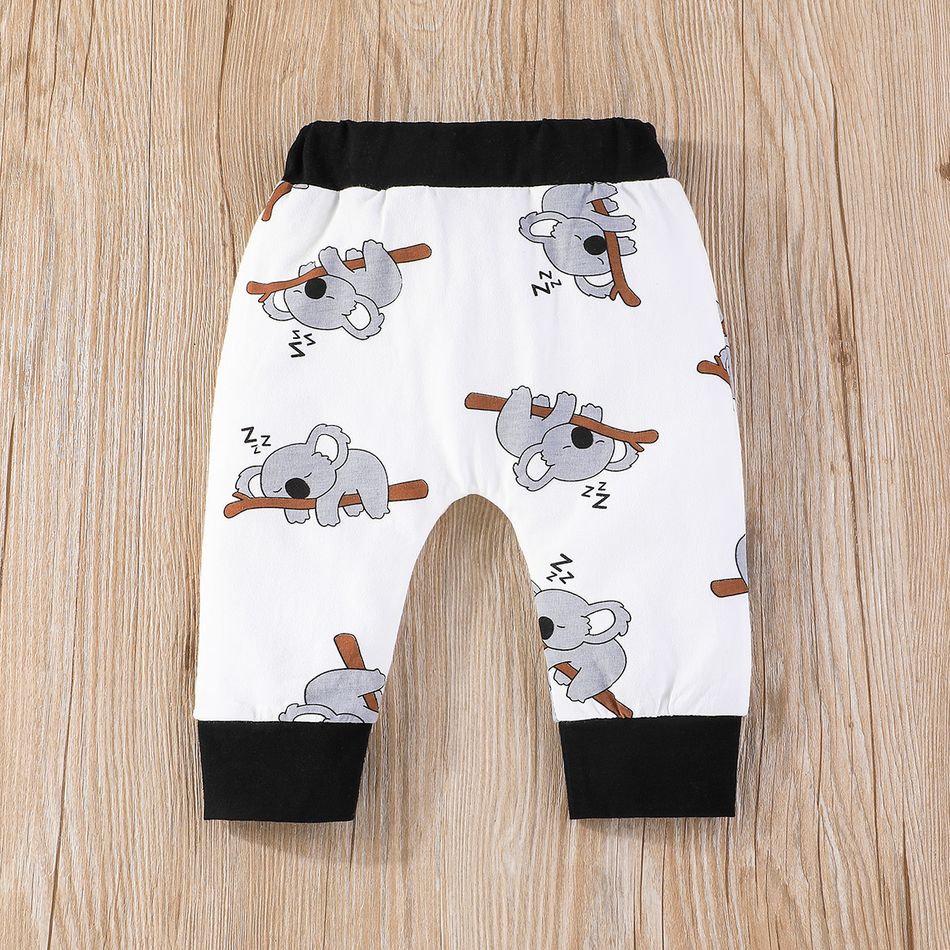 3pcs Baby Boy/Girl 95% Cotton Long-sleeve Koala Print Romper and Pants with Hat Set White big image 8