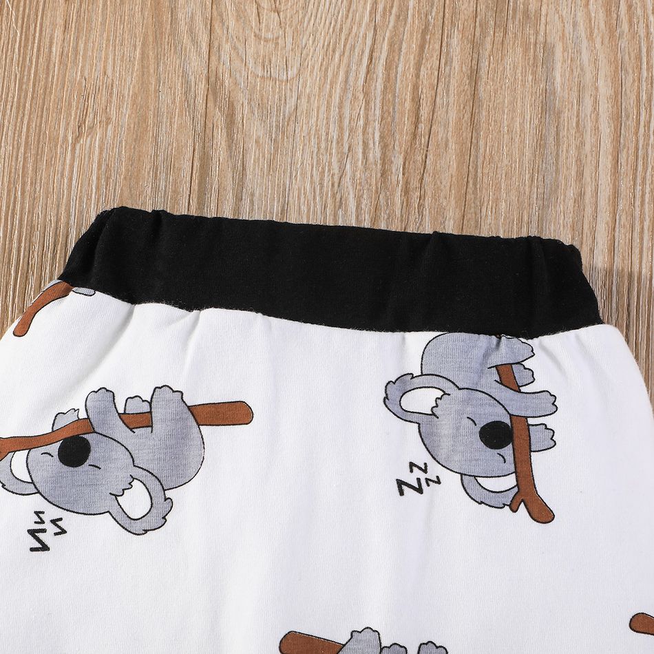 3pcs Baby Boy/Girl 95% Cotton Long-sleeve Koala Print Romper and Pants with Hat Set White big image 9