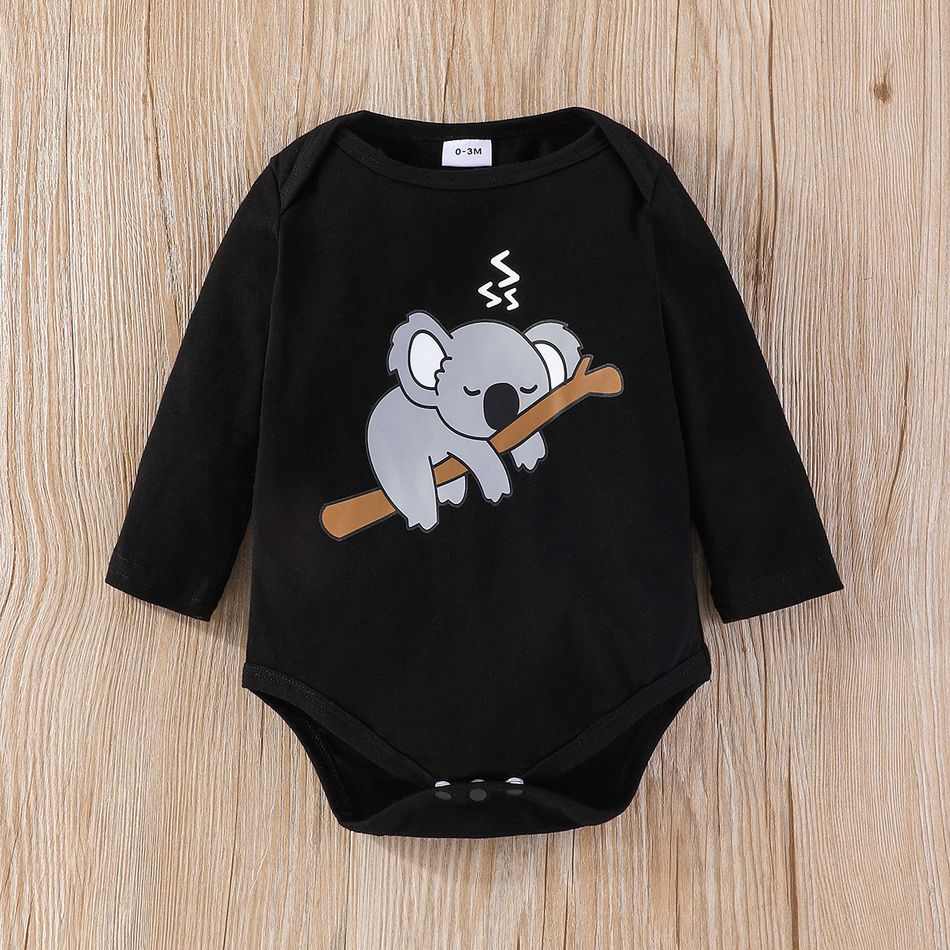 3pcs Baby Boy/Girl 95% Cotton Long-sleeve Koala Print Romper and Pants with Hat Set White big image 3