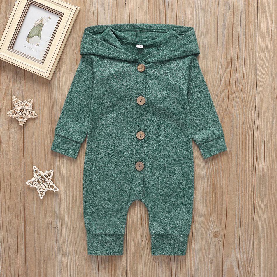 1 pièce Bébé Unisexe À capuche Décontracté Combinaisons Vert Foncé big image 1