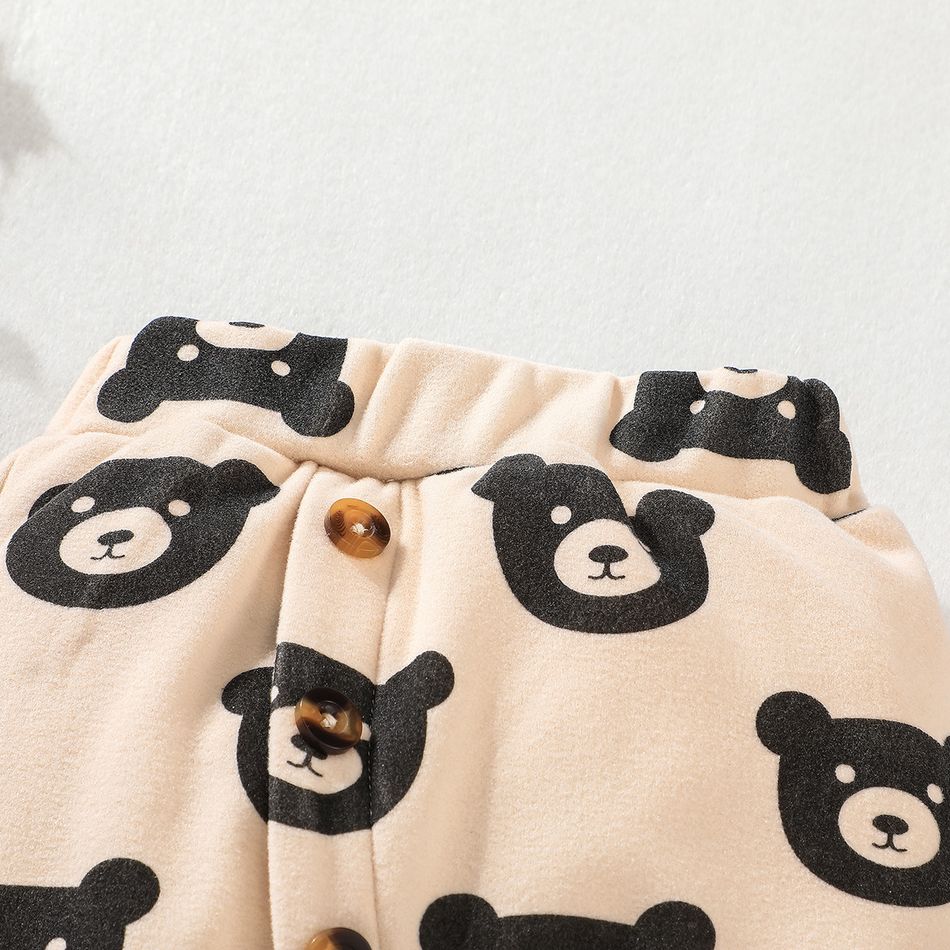 pantalone termico ispessito per neonato/bambina con stampa orso allover Albicocca big image 5