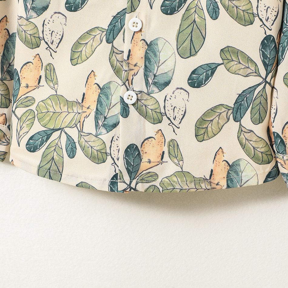 قطعتان من قميص الصبي الصغير المطبوع بالزهور ومجموعة السراويل المرنة اللون البيج big image 6